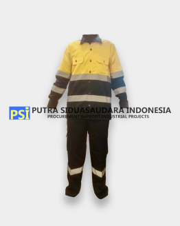 Krisbow Rainsuit PVC Yellow/Dark Blue